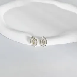 Stud Earrings Korean Luxury Ear Hook Unique Gold Colour For Women White Enamel Fashion Simple Wedding Jewellery Birthday Gifts