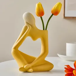 Vases Ins Style Creative Vase Abstract Art Figure Niche Sense Living Room Flower Arrangement TV Cabinet Desktop Decoration