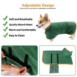 Dog Bathrobe Fast Drying Towel Cat Bath Robe Super Absorbent Pet Adjustable Towel Robe Dog Grooming Coat for Small Large Dogs
