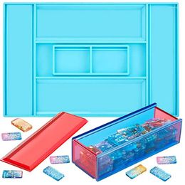 Baking Moulds Dominoes Storage Box Resin Mold Jewelry Case Holder Slide Silicone Epoxy For DIY Home Decoration
