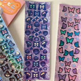 Window Stickers Korean Ins Colour Laser Sticker Butterfly Gradient Sequin Star Chasing Card Mobile Phone Decoration Scrapbook Exquisite