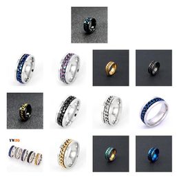 Band Rings New Trendy 6/8Mm Stainless Steel Rock Spike Man Ring Men Women Male Fashion Jewelry For Girls Self Defense Drop Del Delive Otfze