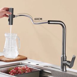 Top 1 Waterfall Kitchen Faucet Brass Hot and Cold Mixer Rain Pull Out Kitchen Sink Faucet Rotatable Pull Down Spout Kitchen Taps