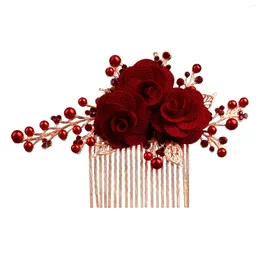 Hair Clips Jewellery Comb For Women Light Luxurious Red Elegant Alloy Headpiece Festival Wedding Party Head Decor