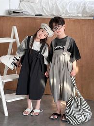 Trousers Summer 2024 Children Loose Casual Simple Fashion Cool Korean Girl Boy Solid Vintage Wide Leg Pants Active