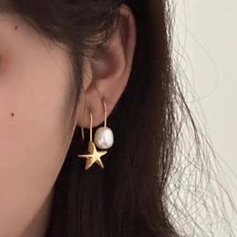 Stud Earrings VENTFILLE 925 Sterling Silver Star Pearl Earring For Women Asymmetry Originality Design Jewellery Birthday Gift Drop