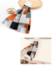 Towel Geometric Figures Orange Abstract Hand Towels Home Kitchen Bathroom Hanging Dishcloths Loops Soft Absorbent Custom Wipe