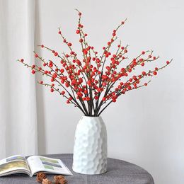 Decorative Flowers Artificial Rosehip Berries Stems Holly Berry Branches Fake Rose Fruits For DIY Christmas Arrangment Home Table Vase