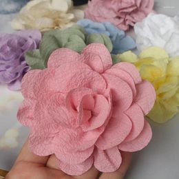 Decorative Flowers 5PCS 9CM Chiffon Gauze Flower Artificial Fabric Silk Head For DIY Wedding Party Home Pet Neck Decoration