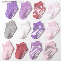 Kids Socks 3 pairs/batch of baby socks for girls boys babies soft socks for newborns children striped printing spring and summer baby socks warm 0-6 months old Q240413