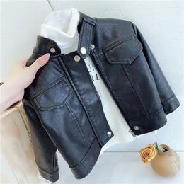 Jackets Children's Standing Collar Leather Coat Spring And Autumn Boys Girls' Jacket Baby Fashion Outerwear High Quality