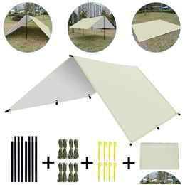 Tents And Shelters Cam Tarp Waterproof Portable Mtifunctional Outdoor Travelling Awning Backpacking Shelter Rain Drop Delivery Sports O Dhlon