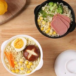 Bowls Ramen Noodle Bowl Soup With Lids Microwave Not Easy To Burn Binaural Handle Heating Convenience For Porridge Boiled