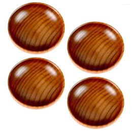 Plates 4 Pcs Cutlery Small Wooden Bowls Serving Dishes Round Shaped Plate The Dipping Soy Sauce Mini