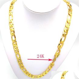 Chains Solid Ed Yellow Fine Stamep 24 K Gold Gf Figaro Chain Link Necklace Lengths 12 Mm Italian 60 Cm Heavy Drop Delivery Jewelry Nec Otgaz