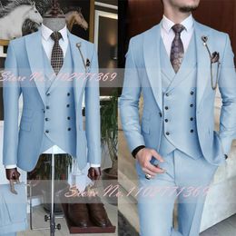 2024 New Khaki Luxury Men Suits Set Slim Fit Formal Wedding Groom Wear Tuxedos Terno Masculino Custom 3 Piece(Blazer+Vest+Pants)