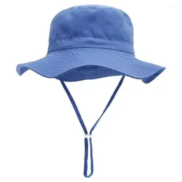 Hats Large Brim Sun Protection Hat Kids' Wide With Windproof Strap For Beach Camping Uv Breathable Summer