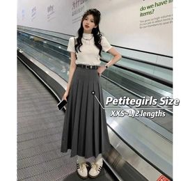 Skirts Advanced Sense Korean Version Pleats Suit Skirt Women Summer 150cm Petite Girls High Waist Appear Thin Mid Length A-line