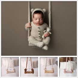 Baby Swing born Infant Pography Props Wooden Chair Babies Furniture Infants Po Shooting Prop Accessories Fotografia 240407
