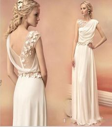 2019 Elegant Aline Long Evening Dresses Lace Chiffon sexy Backless sash flower Plus Size Formal Dress for women5386445