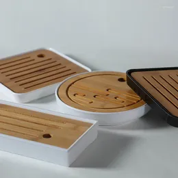 Tea Trays Bamboo Wood Tray Set Japanese Style Imitation Ceramic Trumpet Round Mini Water Storage Melamine