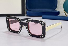 Square Sunglasses with Stones Black Pink Women Classic Sun Shades UV400 Outdoor Eyewear with Box9825282