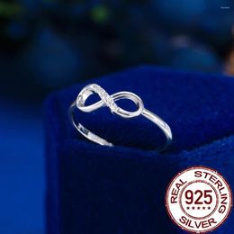 Cluster Rings CWWZircons Real 925 Sterling Silver Infinity Symbol CZ Ring Anillos For Women Love Promise Wedding Fine Party Jewellery Gift