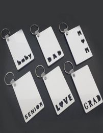 Sublimation Keychain LOVE GRAD DAD MOM SENIOR Key Chain Creative DIY Gift Blank MDF Keyrings 20pcs3298322