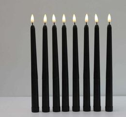 8 Pieces Black Flameless Flickering Light Battery Operated LED Christmas Votive Candles28 cm Long Fake Candlesticks For Wedding H9348803