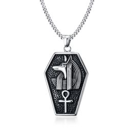 Anubis Necklace Stainless Steel Men039s Egyptian Ankh Necklaces Gift Ideas for Him Pendant2370594