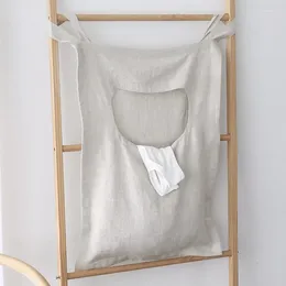 Laundry Bags Linen Cotton Hanging Hamper - Space-Saving Bag For Dirty Clothes Collection In Dorms Bathrooms And Bedrooms (M30869)