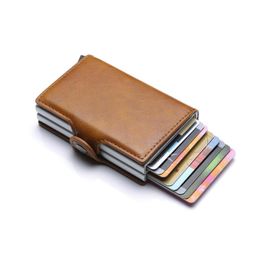 Rfid Blocking Protection Men id Credit Card Holder Wallet Leather Metal Aluminium Business Bank Card Case CreditCard Cardholder3778589