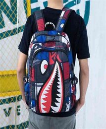 2PCSDHL 2035L 19 inches Big Size Backpacks Unisex Cartoon Shark Mouth Shoulder Bag Students Schoolbag Book Packs Junior High Sch8842457