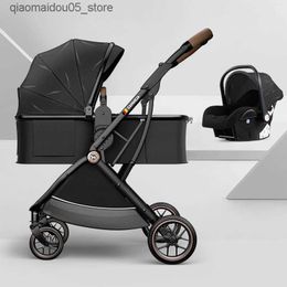 Strollers# Multi functional baby stroller 3-in-1 can sit and lie down baby Pram portable baby travel system large space newborn stroller Q240413