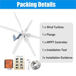2000W Wind Turbine Generator 12V 24V 48V Horizontal Windmill Low Start Wind Speed Off Grid System MPPT Charger Home Appliance