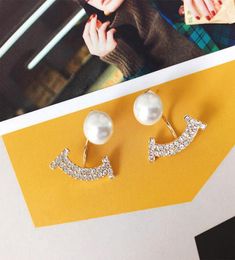 S1054 Fashion Jewellery S925 Silver Pin Earrings Rhinstone Pearl Stud Earrings8372208