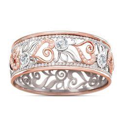 Fashion Jewellery Eternal Love Hollow Heart Ring Diamond Rose Gold Romantic Engagement Ring1761406