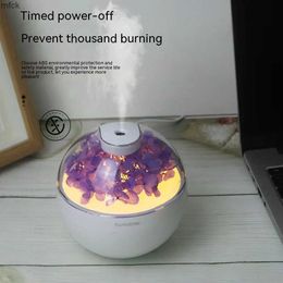 Humidifiers Eternal Flower USB Humidifier Colour Cup Home Bedroom Office Desktop Silent Large Spray Humidifier with Night Light Warm Light