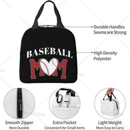 Baseball Mom Reusable Lunch Bag for Women Men Insulated Cooler Lunch Box Tote Bags for Work Travel Picnic