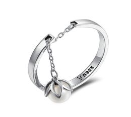 Women039s Cupronickel Solid S925 Silver Ring Dangel Fresh Water Pearl Adjustable16355595439525