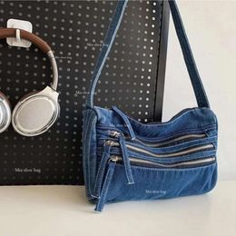 Drawstring Brand Designer Denim Women's Shoulder Bag Casual Zipper Crossbody Jeans Boson Rectangle Handbag