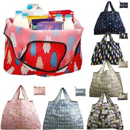 Shopping Bags 2024 Eco Reusable Bag Unisex Animal Print Shopper Handles Tote Large Capacity Portable Foldaway Waterproof