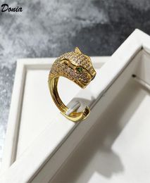 Donia jewelry ring fashion hand inlaid zircon leopard European and American creative men and women open ringwomen5513084