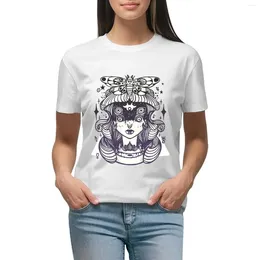 Women's Polos Weird Girl With Death Head Hawk Moth Gothic Occult Witch Artwork T-shirt Tops Female Cropped T Shirts For Women