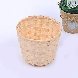 New Handmade Bamboo Garden Flower Pot Wicker Basket Straw Patchwork Wicker Rattan Seagrass Storage Organiser Nursery Pots