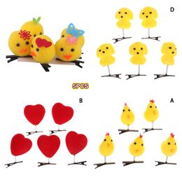 5Pcs Bow Tie Little Yellow Chicken Get Rich Pig Love Hairpin Spring Clip Duckbill Clip Bangs Clips Side Clips Headwear