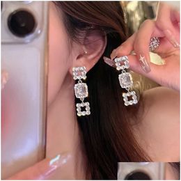 Dangle Chandelier Zircon Long 14K White Gold Earrings Women Unique Styles Personalized Fashionable Daily Accessories Party Jewelry Bir Dhcyn