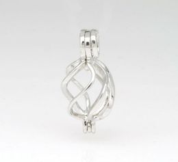 925 Silver ed Cage Locket Sterling Silver Pearl Crystal Gem Bead Cage Pendant Mounting for DIY Fashion Jewellery Charms3071313