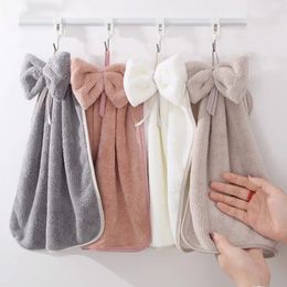 Bowknot Hand Towel for Kitchen Bathroom Coral Velvet Microfiber Soft Quick Dry Absorbent Cleaning Cloths Home Bath Terry Towels