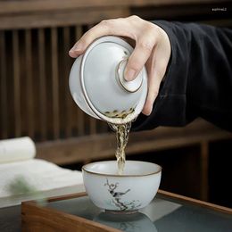 Teaware Sets Highend Ceramics Travel Tea Set Gaiwan Portable Quick Cup One Pot And Two Cups Outdoor Teapot Drinkware Gift
